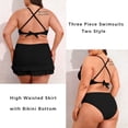 thumbnail image 2 of Jusfitsu Plus Size Bikini Sets for Women V Neck High Waisted Bathing Suits Tummy Control Swimsuits 3 Piece Swimwear, 2 of 6