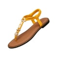 thumbnail image 3 of Domuza Sandals Women Flat Shoes Summer Bohemian Toe-Separator Sandals Casual Comfortable Beach Flip Flops with Elastic Band Yellow 8（EU-40）, 3 of 6
