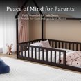 thumbnail image 5 of Miniyam Twin Size House Floor Bed for Kids, Wood Low Profile Bed Frame with Guardrails, Espresso, 5 of 7