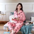 thumbnail image 3 of Pyjama en Molleton pour Femmes, Ensemble d'Hiver en Molleton Corail pour Femmes, Pyjama à Imprimé Fraises, Mignon, Tenue d'Intérieur, 3 of 9