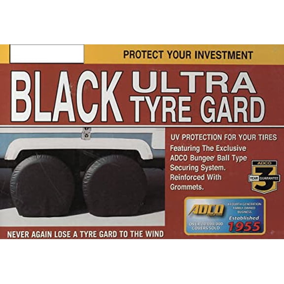 Trailer Tire Covers RV Tire Savers Motorhome Tyre Gards Ultra with Tie-downs 30â€ to 32â€ (Black)