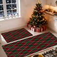 thumbnail image 6 of Red Green Diamond Plaid Kitchen Mat Set of 2, Non Slip Rubber Backing Absorbent Kitchen Rugs 17"x28" and 17"x48", Washable Low Profile Runner Rug for Kitchen Sink Laundry Room, Holiday Decor, 6 of 6