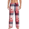 thumbnail image 2 of Goofa Heart Plaid Printed Soft Pajama Pants for Men, Wide Leg Comfy Casual Lounge Yoga Pants-Small, 2 of 9