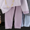 thumbnail image 4 of Faraee Toddler Baby 2 Piece Outfit Set Plaid Long Sleeve Crew Neck Top Solid Color Long Pants Soft Knit Loungewear for Boys Girls 6‑12 Months to 6‑7 Years, 4 of 5
