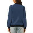 thumbnail image 3 of Allegra K Womens Casual Zip Up Bomber Jacket Windbreaker Outerwear with Pockets XS Dark Blue, 3 of 6