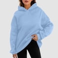 thumbnail image 2 of Likimi Womens Casual Hoodies Soft Warm Solid Color Long Sleeve Pullover Comfortable Autumn Winter Sweatshirt Size L Blue, 2 of 5
