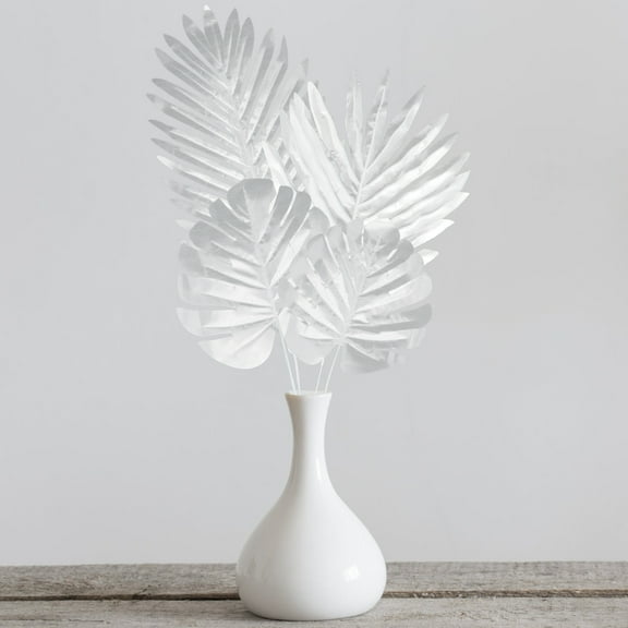 Raindrops Silver Plastic Simulated Leaves for Decoration, and Realistic, 24Pcs