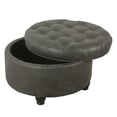 thumbnail image 4 of Homepop Home Decor | Large Button Tufted Faux Leather Round Storage Ottoman | Ottoman with Storage for Living Room & Bedroom (Gray), 4 of 8