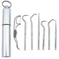 thumbnail image 1 of Palillos de dientes de titanio, palillo de dientes de Metal, acero inoxidable, bolsillo reutilizable, soporte para palillos de dientes, diseño de llavero para exteriores, 1 of 5