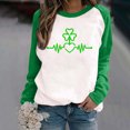 thumbnail image 2 of CEHVOM T-Shirt Décontracté à Manches Longues et Col Rond pour Femmes, Imprimé Patchwork de Printemps pour la Saint-Patrick, 2 of 4