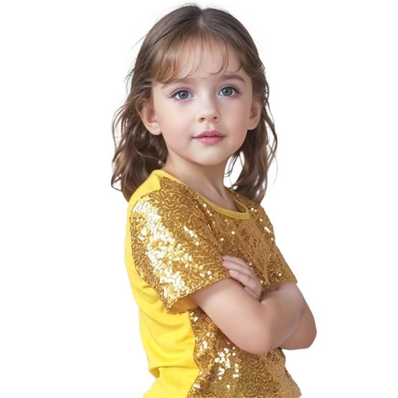 UACY Glamour Sequin T Shirt For Girls Short Sleeved Performance Shirt With An Elegant Fit