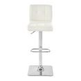 thumbnail image 3 of CorLiving Helix Faux Leather Upholstered Adjustable Bar Stools with Square Tufting and Metal Pedestal Base, Set of 2, 3 of 7