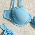 thumbnail image 4 of Trajes de baño Amzcrzy Tankini para mujer, trajes de baño, trajes de baño, bikini para mujer, bikini de acero de color sólido, conjunto de traje de baño de playa con flores para vacaciones, azul, M, 4 of 7