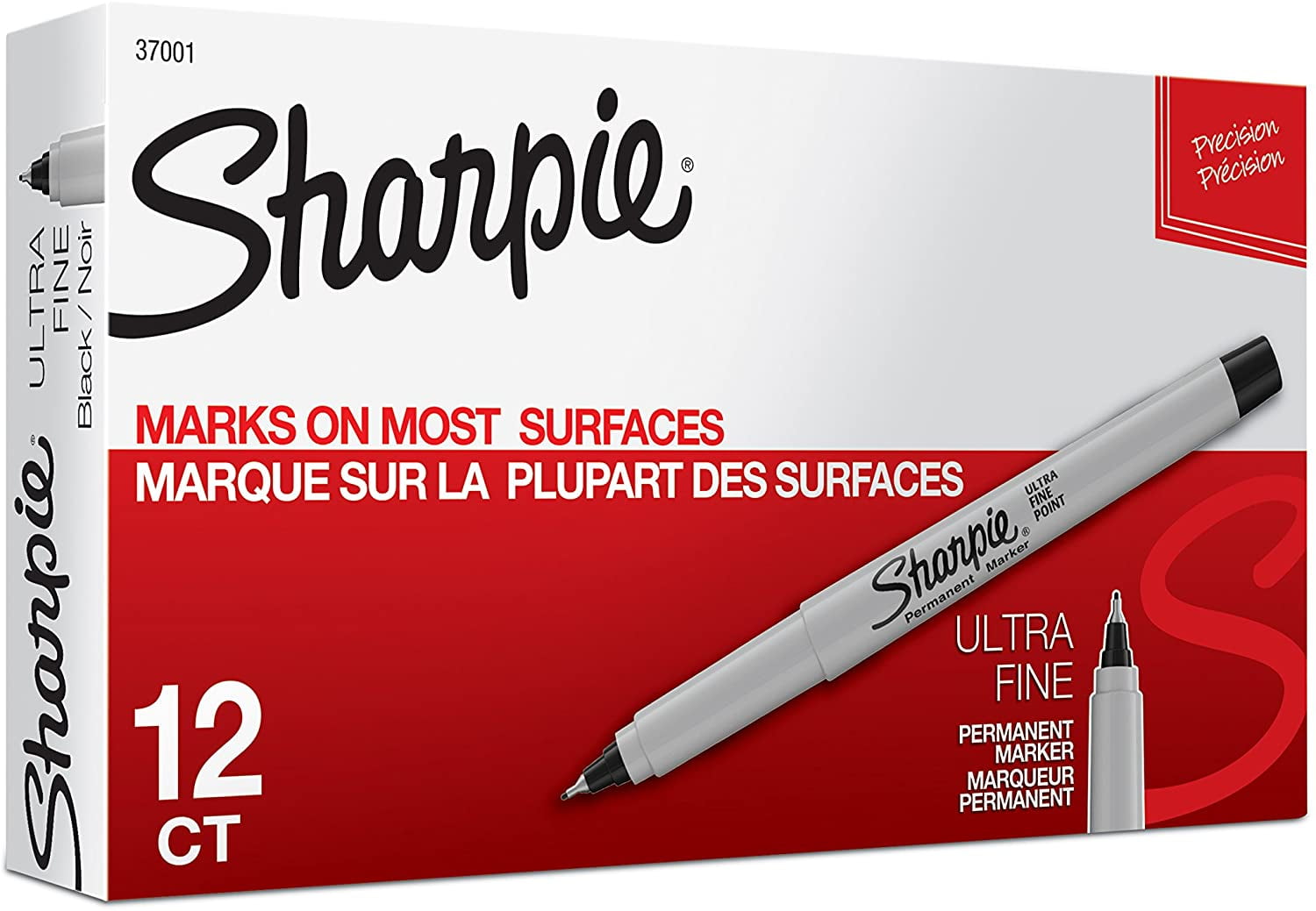 Sharpie Permanent Markers, Ultra Fine Point, Black, 12 Count