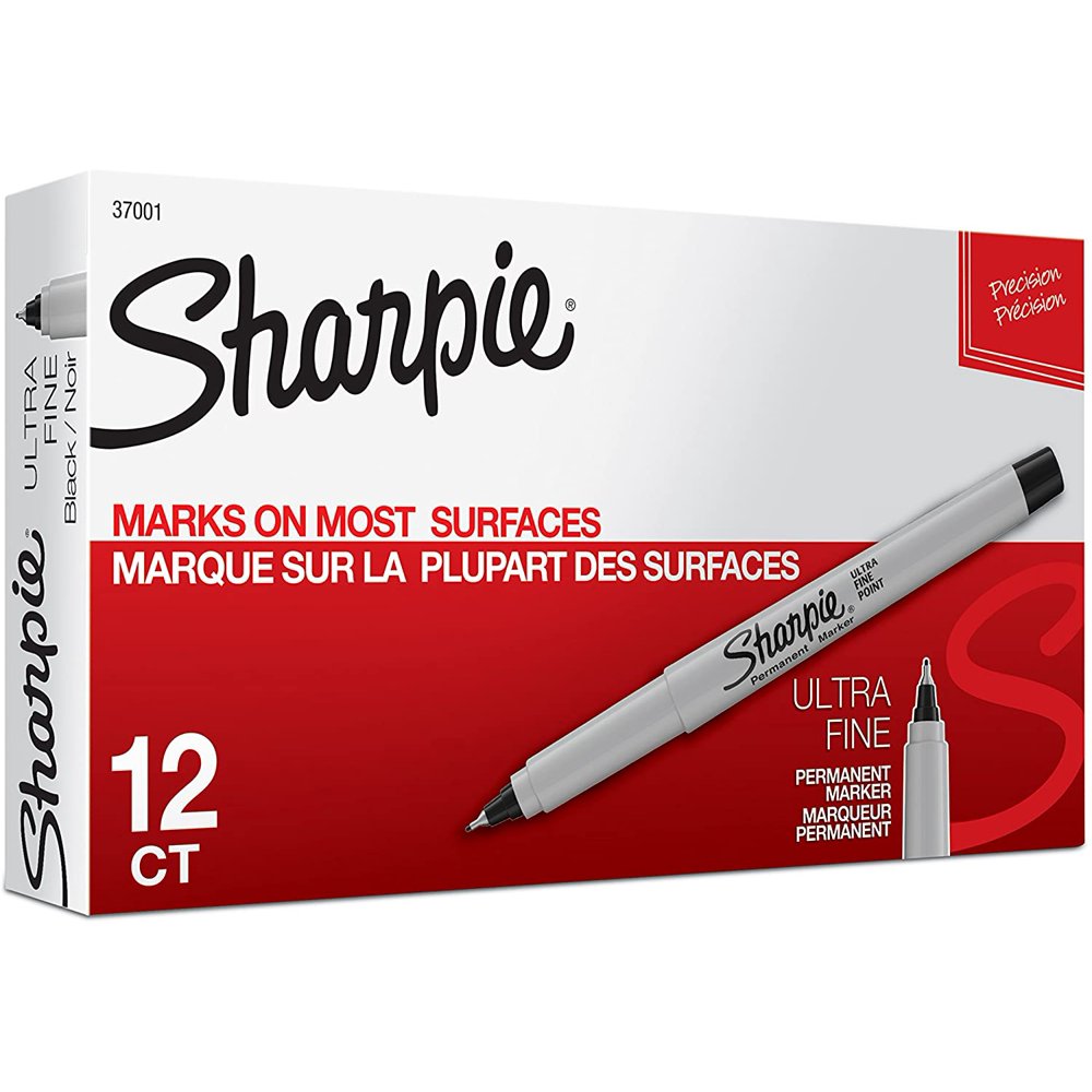 Sharpie Permanent Markers, Ultra Fine Point, Black, 12 Count Walmart