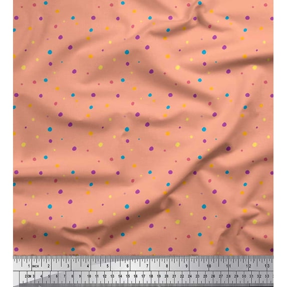 Soimoi Rayon Fabric Colorful Dots Printed Fabric 1 Yard 42 Inch Wide