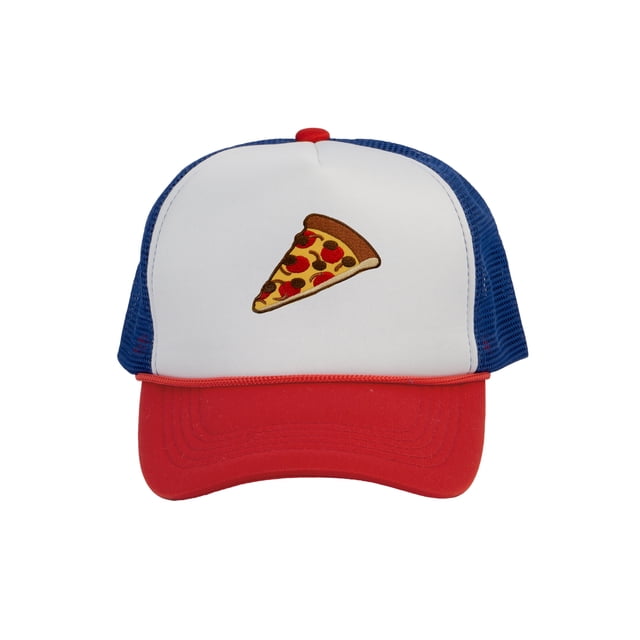 Adult Men's Pepperoni Pizza Slice Rope Foam Trucker Hat, White/Red/Royal