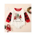 thumbnail image 2 of Franhais Baby Romper, Plaid Tree Elk Letter Print Round Neck Long Sleeve Bodysuit for Girls Boys, 0-18 Months, 2 of 8