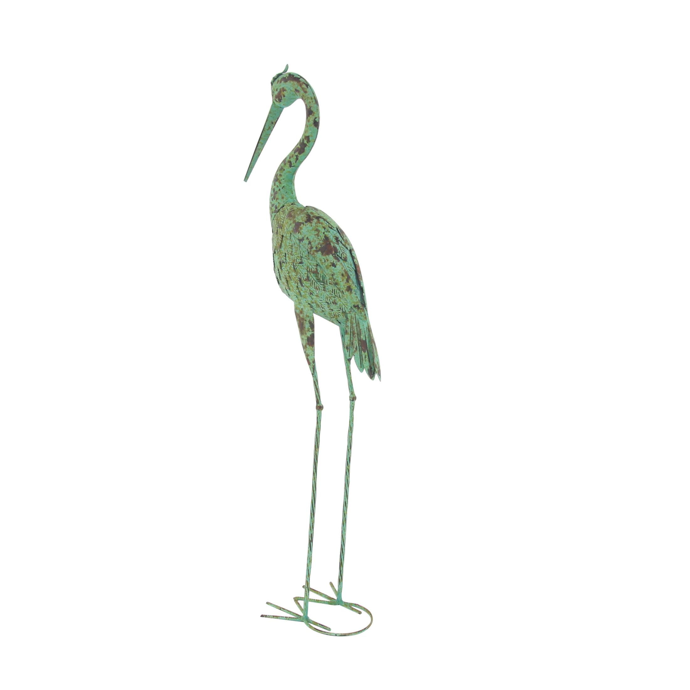 DecMode 43" Indoor Outdoor Crane Garden Sculpture with Coiled U Shaped Feet (2 Pack)