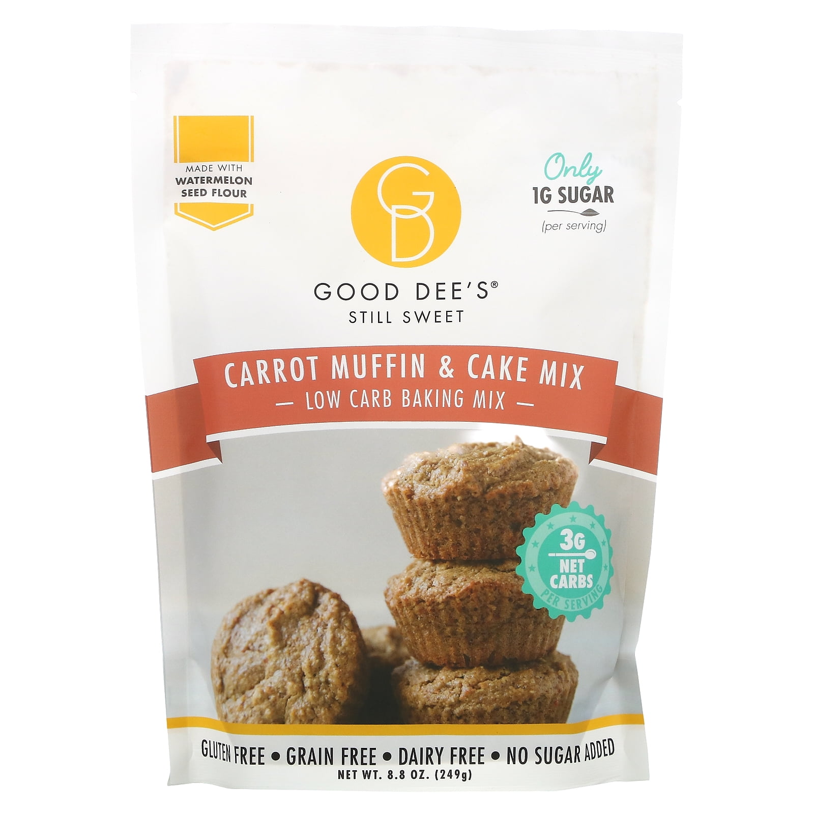 Low Carb Baking Mix, Carrot Muffin & Cake Mix, 8.8 oz (249 g), Good Dee's