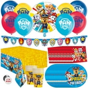 Paw Patrol Birthday Decorations and Party Supplies for 16 Guests - Balloons, Banner, Tablecover, Plates, Cups, Napkins, Button