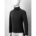 thumbnail image 3 of Doomiva Toddlers Baby Boys Girls Basic Solid Color Turtleneck T-Shirt Tops Cotton Mock Neck Long Black 140, 3 of 7