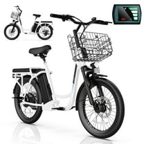 COBIZI 350W Electric Scooter for Adults, Up to 15Miles Range&20MPH, 36V 5.2Ah Removable Battery, 20" Fat Tire Off-Road E Scooter with Basket&Seat, White