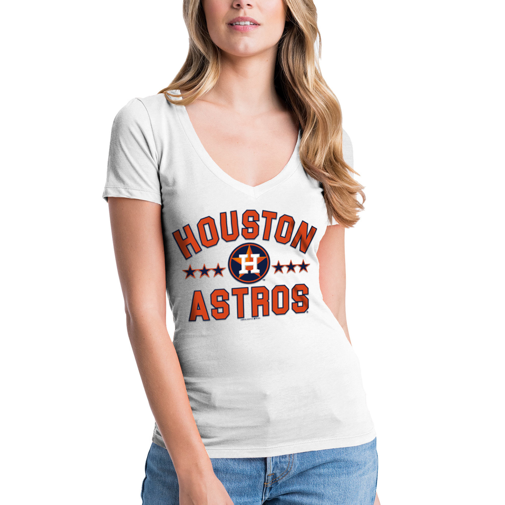 Women's New Era White Houston Astros VNeck TShirt