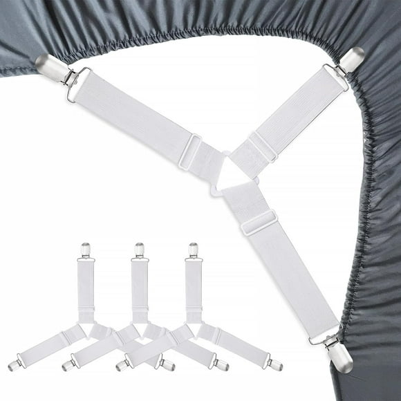 yeuweold Bed Sheet Holder Straps Fitted Sheet Keepers Bedsheet Holders Fasteners - Elastic Adjustable Bedsheet Holders for a Wrinkle Bed Sheet
