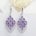 thumbnail image 4 of Romantic Purple Cubic Zirconia Stone Women Big Long Water Drop Flower Earrings, 4 of 9
