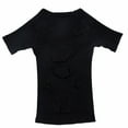 thumbnail image 4 of Toptie Seamless Compression V-neck Short Sleeve T-Shirt, Men's Shapewear Undershirt-Black-L, 4 of 7