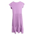 thumbnail image 5 of WOYY Little Girls Flutter Sleeve Tiered Dress Solid Color Casual Long Dress, Sizes 6-13, 5 of 5