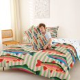 thumbnail image 4 of Manfei Whimsical Trout Full Size Comforter Sets, Stripe Lines Bedding Comforter Set, Pink Sage Green, Polkadot Reversible, 3pcs, 1 Comforter and 2 Pillowcases, 4 of 7
