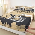 thumbnail image 3 of jejeloiu Rugby City Silhouette Full Size Sheets,Gold Black Bed Sheets For Kids 4pcs, 3 of 7