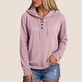 thumbnail image 2 of Towmus Womens Sweatshirts with Hood Half Button Collar Hoodies Drawstring Sweatshirts Hoodie Pullover Tops S-4XL, 2 of 9