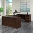 thumbnail image 2 of Bush Business Furniture Right Hand 3 Position Sit to Stand U Desk w/File Cabinet Cherry SRC123MRSU, 2 of 9
