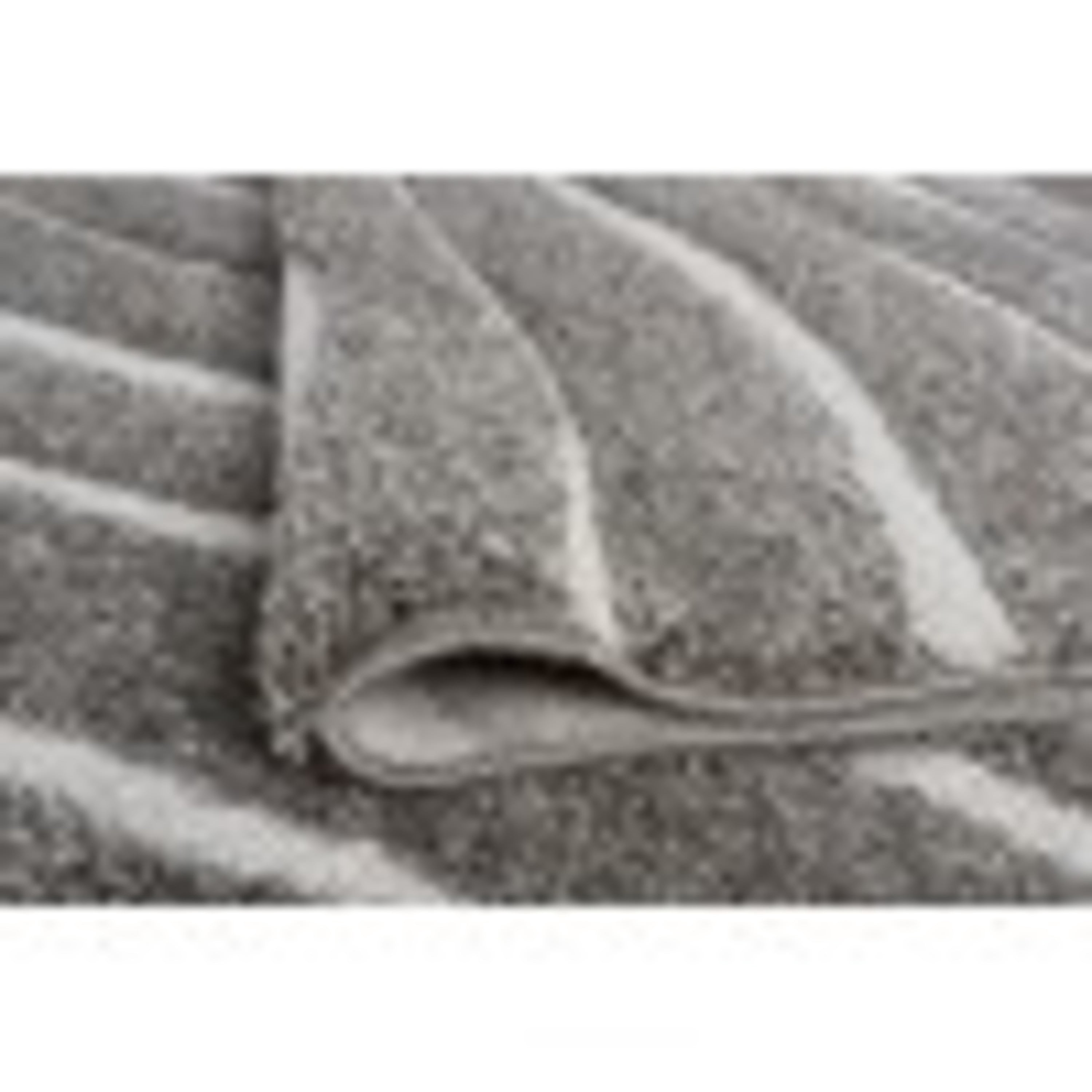 Contemporary Area Rug Shag Thick (5'3'' Square) Stripe Gray, Cream Indoor Square Easy to Clean