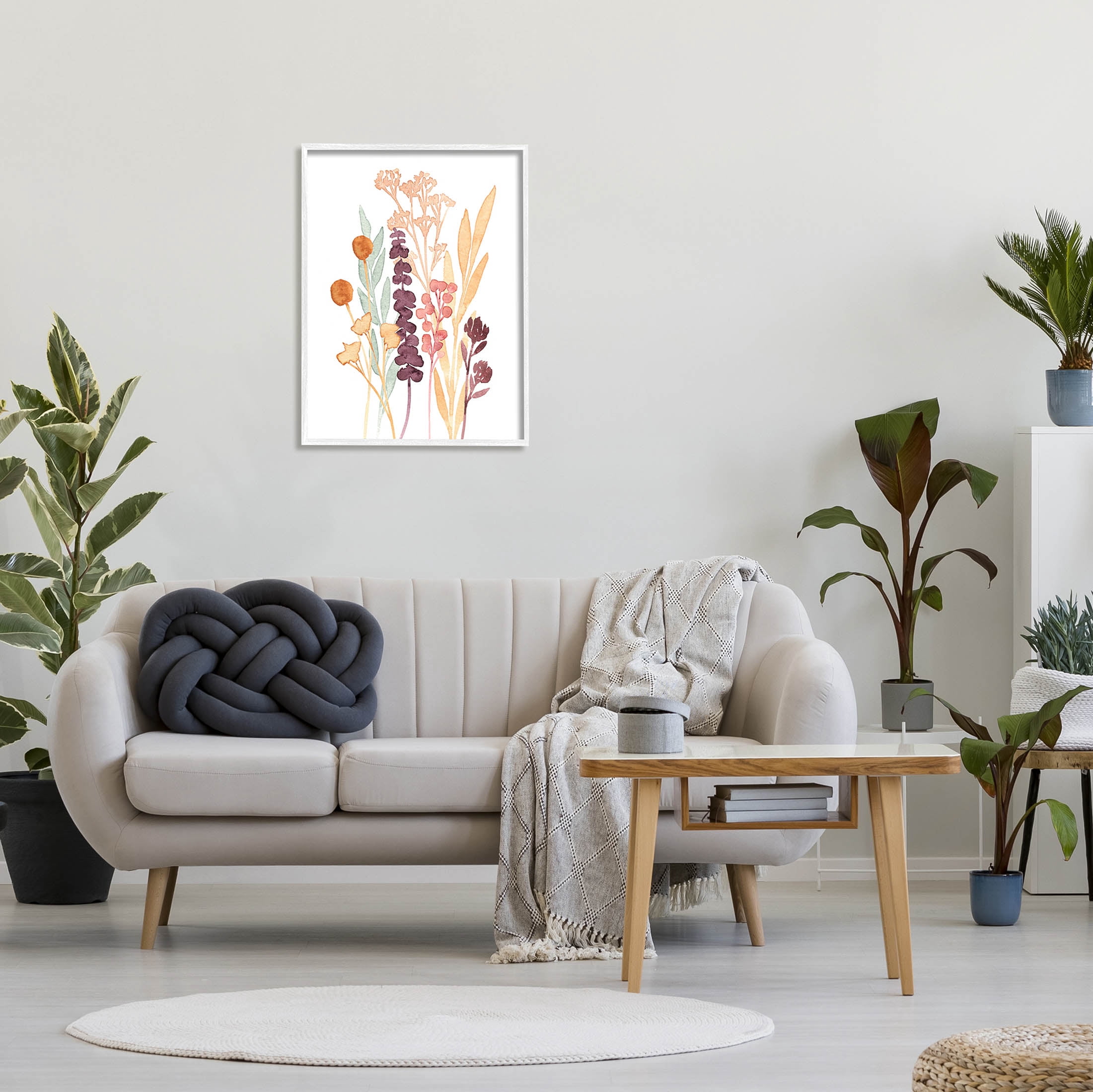 Stupell Industries Wildflower Botanicals Layered Herbs Graphic Art White Framed Art Print Wall Art, Design by Annie Warren