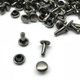 thumbnail image 4 of 100 Ensembles 6x8mm Rivets à Double Capuchon Rivets Ronds en Cuir Gris Noir, 4 of 8