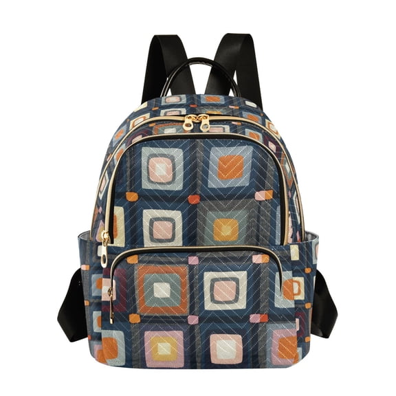 FORMRS Mini Backpack Purse for Women Quilted Travel Daypack Casual Shoulder Bag, Square Harmony