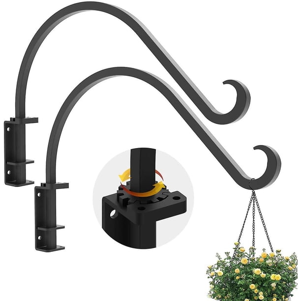 Ganchos giratorios para colgar plantas de alta resistencia (2 piezas de 12 pulgadas) - Soporte de suspensión de plantas de hierro negro para flores, cestas, macetas, comederos de pájaros, lintern