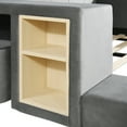 thumbnail image 3 of Upholstered grounded bed, mother and baby bed with bedside table and small round stool, velvet,,Gray, 3 of 20