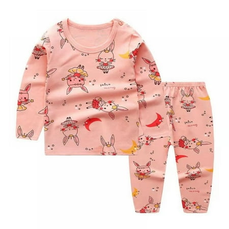 

For Boys And Girls Cotton Long Sleeve Sweatshirt Shoulder Button Long-sleeved Underwear/pajamas/sports Two-piece Set
