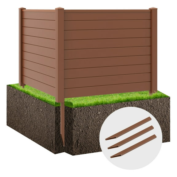 Topbuy Air Conditioner Fence, Decorative Trash Can Enclosure with Stakes 48"L x 37.5"H Pool Equipment Fence Screen Brown