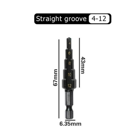 

3-12 4-12 4-20 Straight Groove Step Drill Bit HSS Titanium Coated Hole Cutter