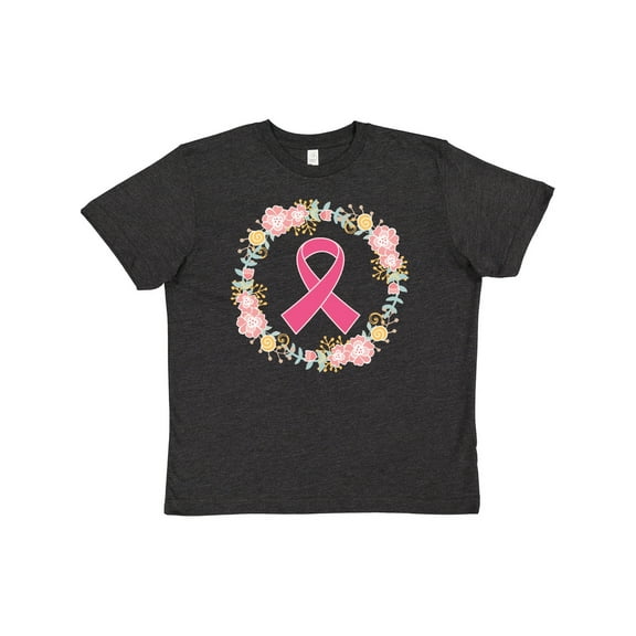 Inktastic Breast Cancer Pink Ribbon Awareness Wreath Youth T-Shirt