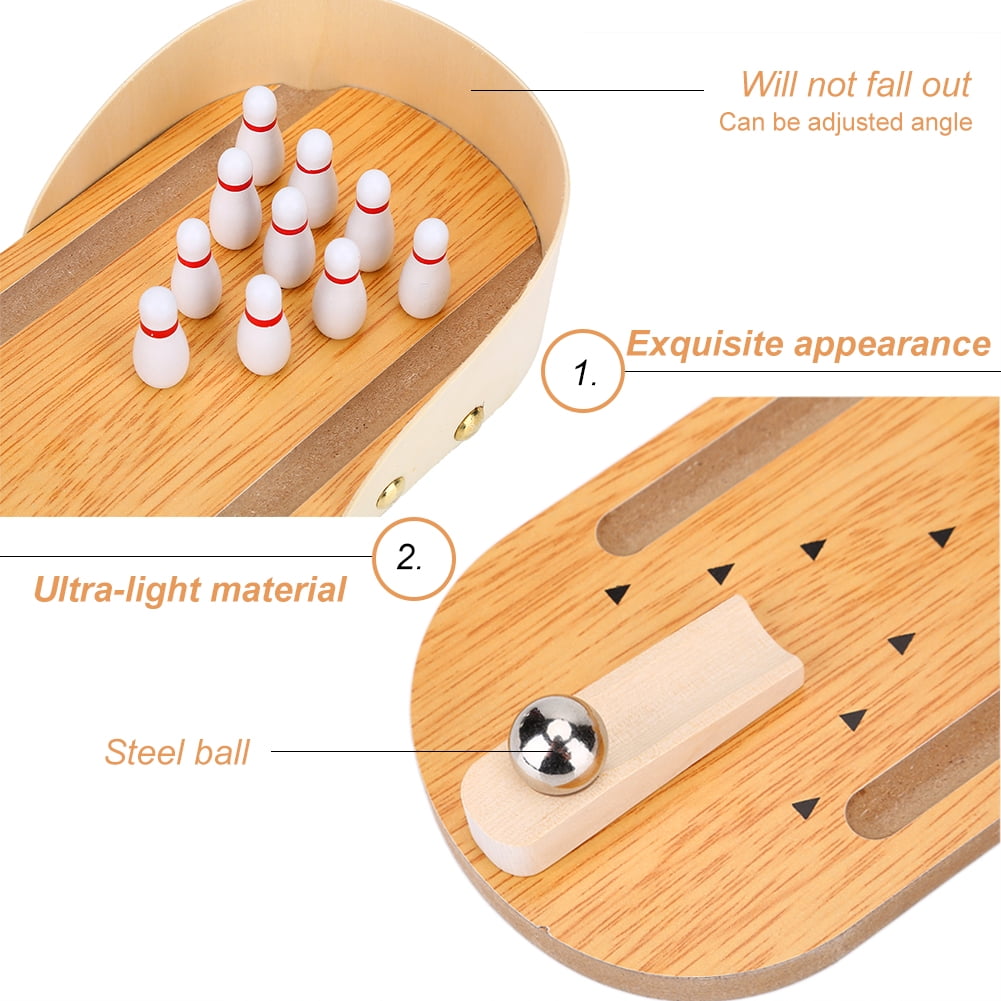 Easy to Assemble and Play Ideal Stress Relief Game and Party Favor Best Interactive Bowling Game for Kids aGreatLife Wooden Mini Bowling Game Set with Lane