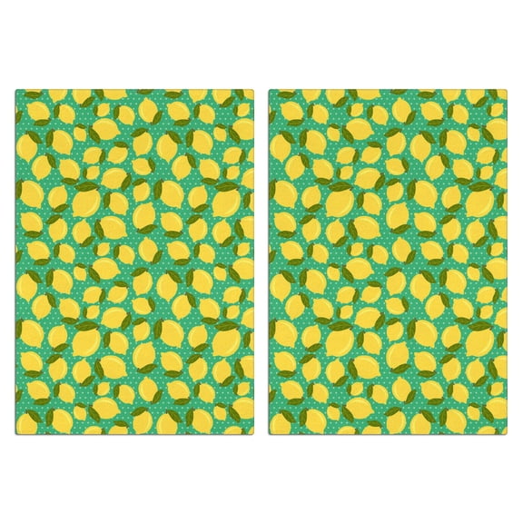 Fruit Kitchen Towels Set of 2, Lemon Print Dish Towels 18x26, Absorbent Soft Cotton Tea Towels for Summer Kitchen Decoration