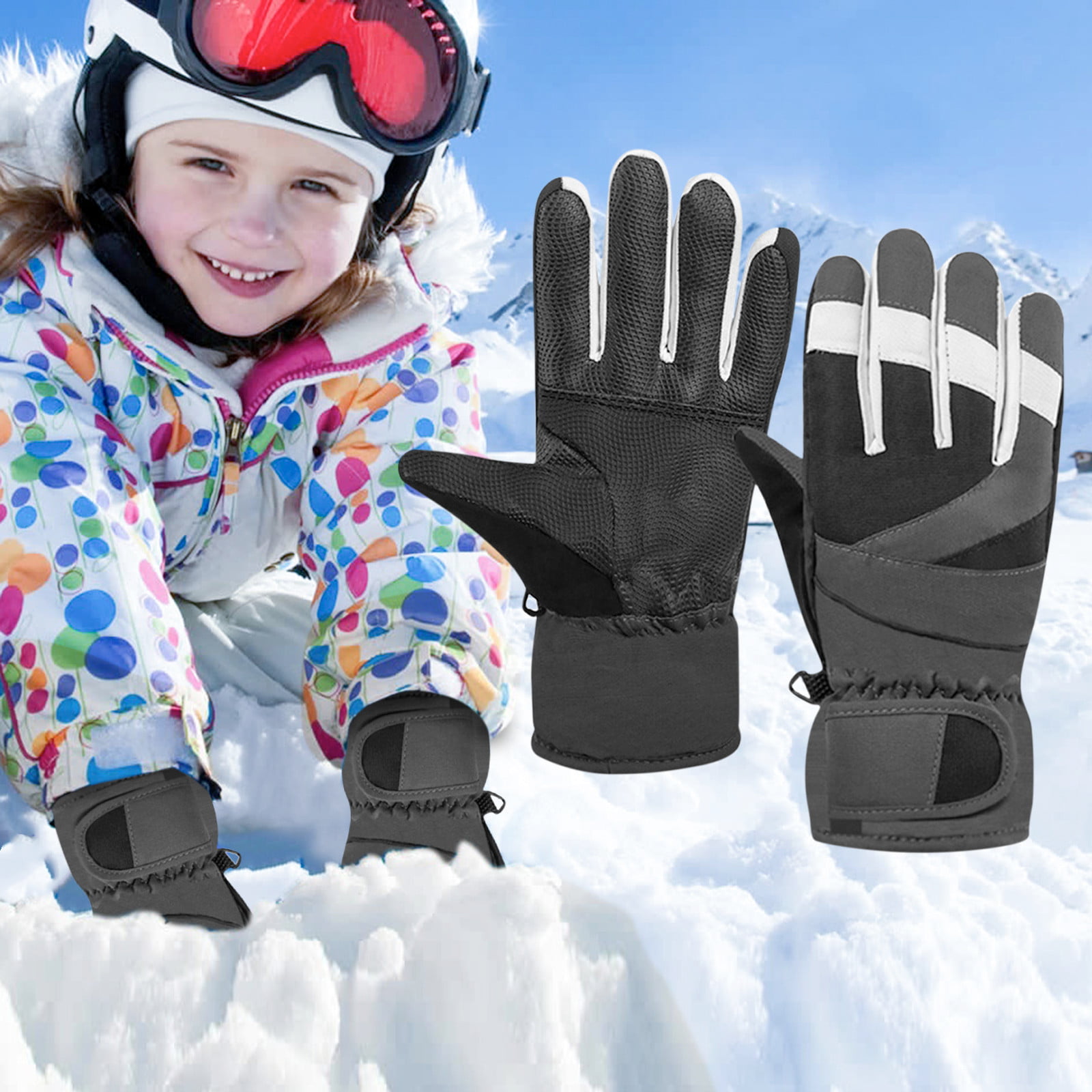 Boys Gloves winter waterproof Kids Thinsulate Windproof Waterproof Snow Ski Gloves. 