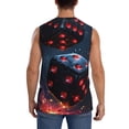 thumbnail image 4 of Lsque Cosmic Red Sparkle Dice Print Men's Cotton Blend Sleeveless Muscle Shirts (S-3XL)- Moisture Wicking, Odor Protection, UPF 30+,Medium, 4 of 8